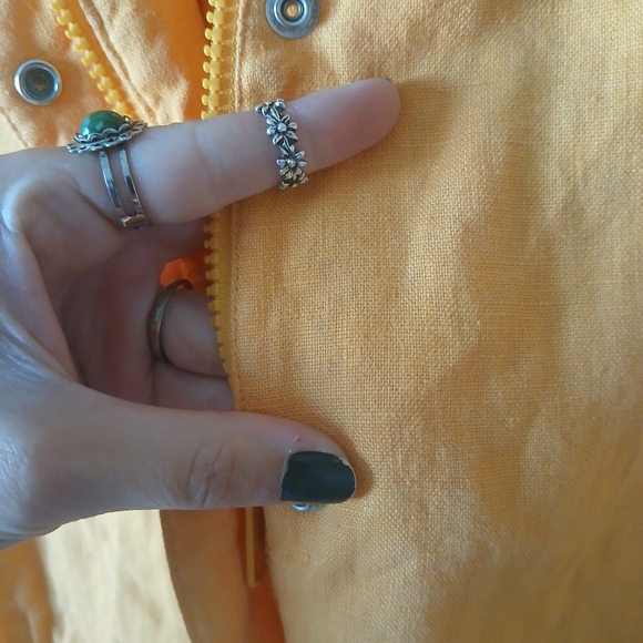 100% Linen Jacket Susan Bristol Button Up Orange Womens size Medium - Picture 3 of 9